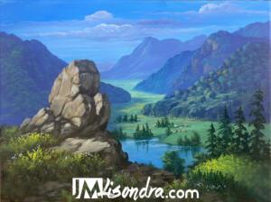 Overlooking Lake – Acrylic Painting in Canvas by JMLisondra