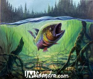 Rainbow Trout Fish – Acrylic Painting in Canvas by JMLisondra