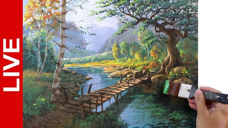 LIVE / Acrylic Landscape Painting / River / JMLisondra