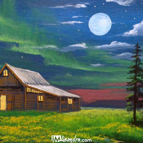Canvas Paintings 6 cabin in the moonlight store 2