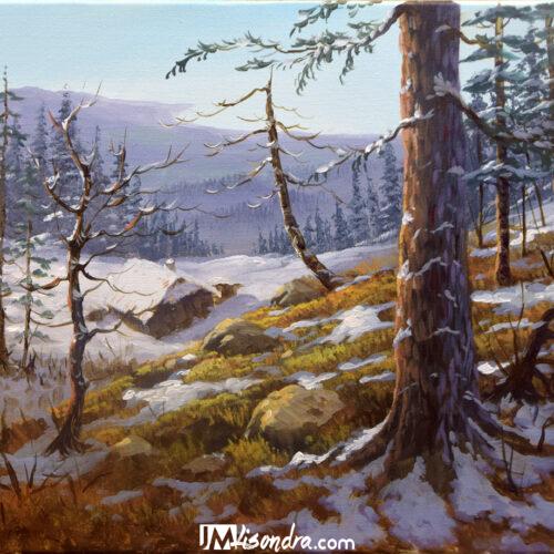 Canvas Paintings 11 Overlooking Winter Forest - Acrylic Painting in Canvas by JMLisondra
