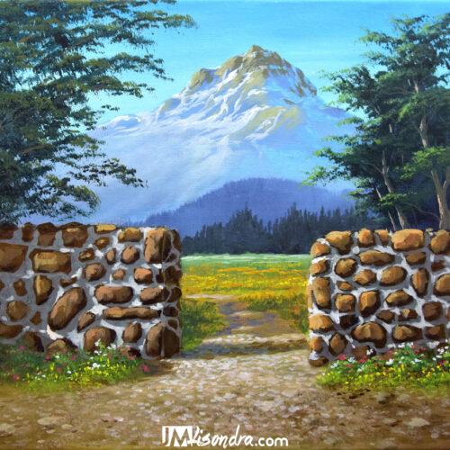 Stone Fence - Acrylic Painting in Canvas by JMLisondra
