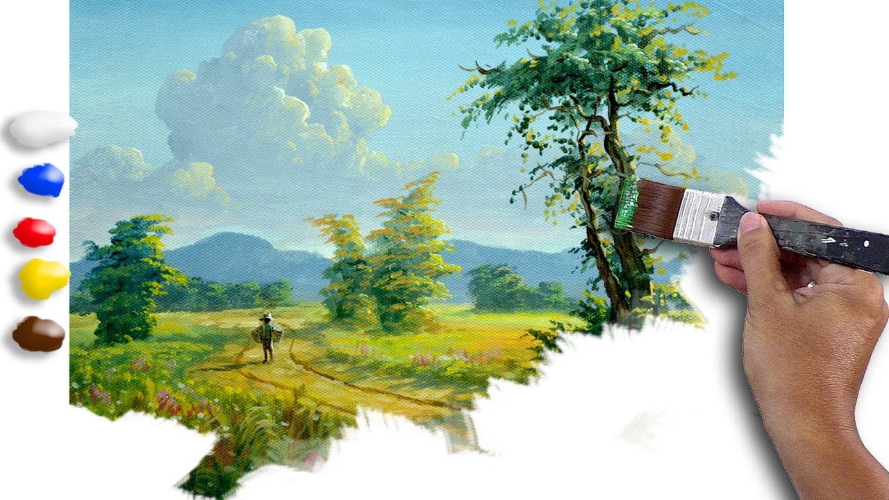Acrylic Landscape Painting with Man Walking / Time-lapse / JMLisondra