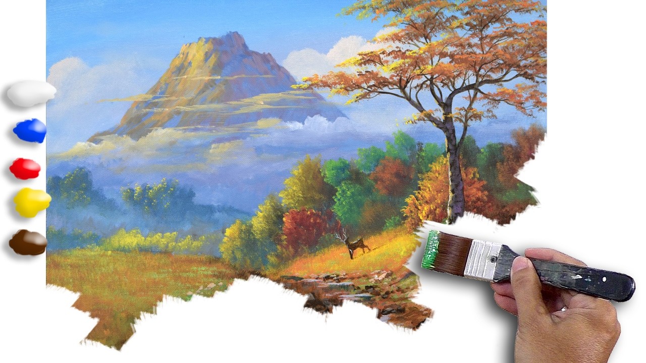 Acrylic Landscape Painting / Golden Landscape / Time-lapse / JMLisondra