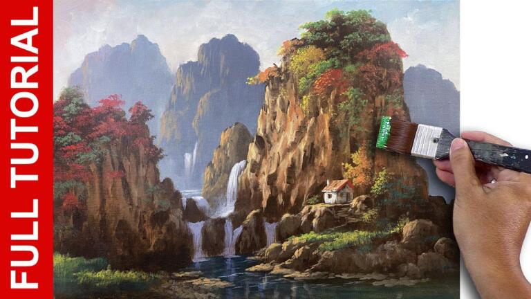 LIVE – Acrylic Landscape Painting / Mountains and Waterfalls / JMLisondra