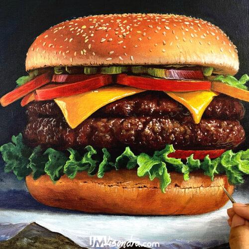 Home 2 How to Paint a Burger - Full Step by Step Painting Tutorial in Acrylics