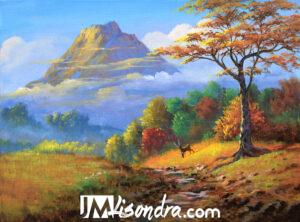 Golden Landscape – Acrylic Painting in Canvas by JMLisondra