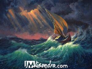 Sailboat in the Storm – Acrylic Painting in Canvas by JMLisondra