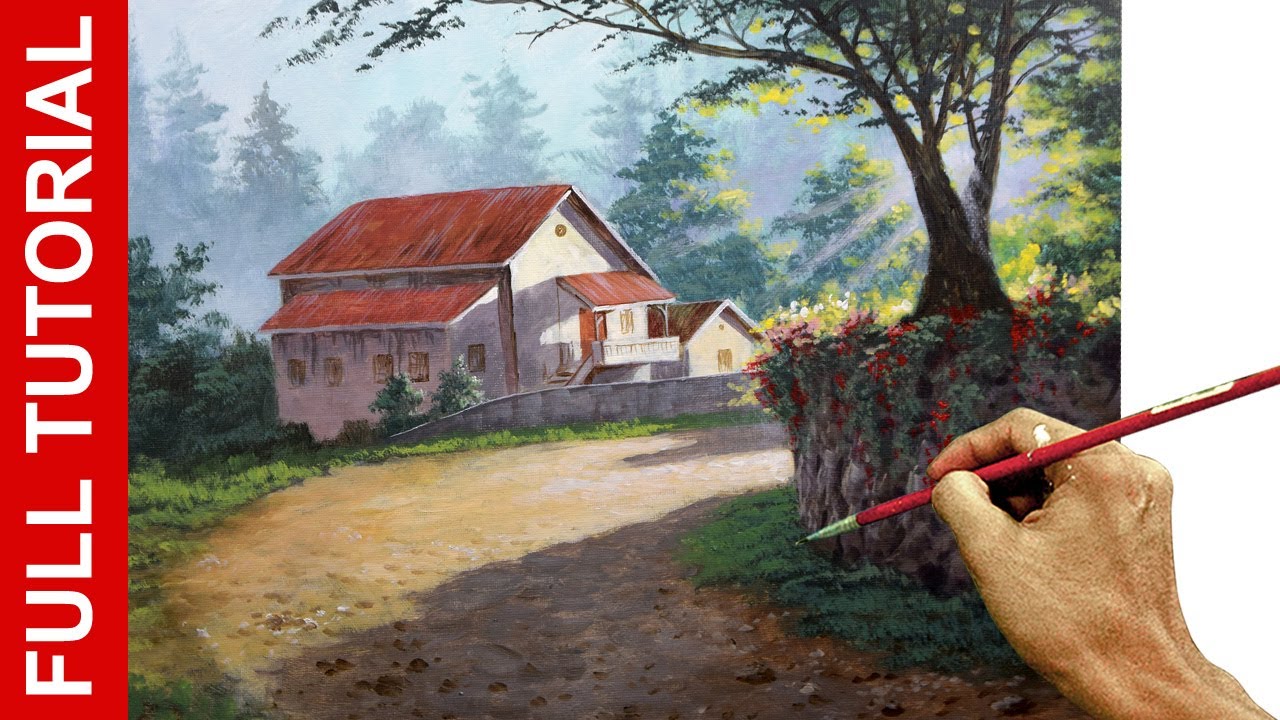 Acrylic Landscape Painting Tutorial | Morning at Home | JMLisondra
