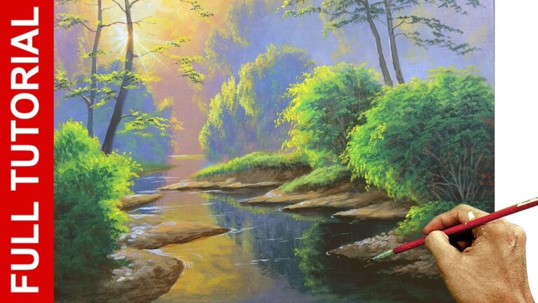 Morning Lights in the River | Acrylic Landscape Painting Tutorial | JMLisondra