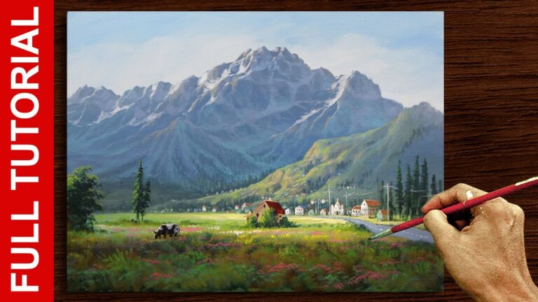 Landscape Painting Small Town | ACRYLIC TUTORIAL | JMLisondra