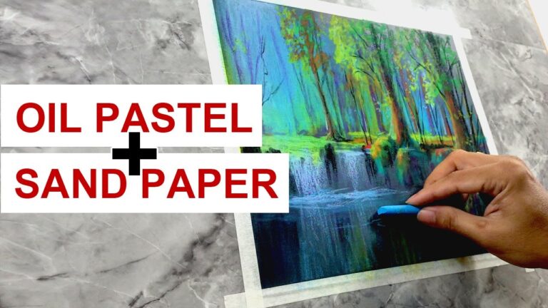 Cheapest Medium for Painting | Oil Pastel + Sand Paper | Forest Waterfalls | JMLisondra
